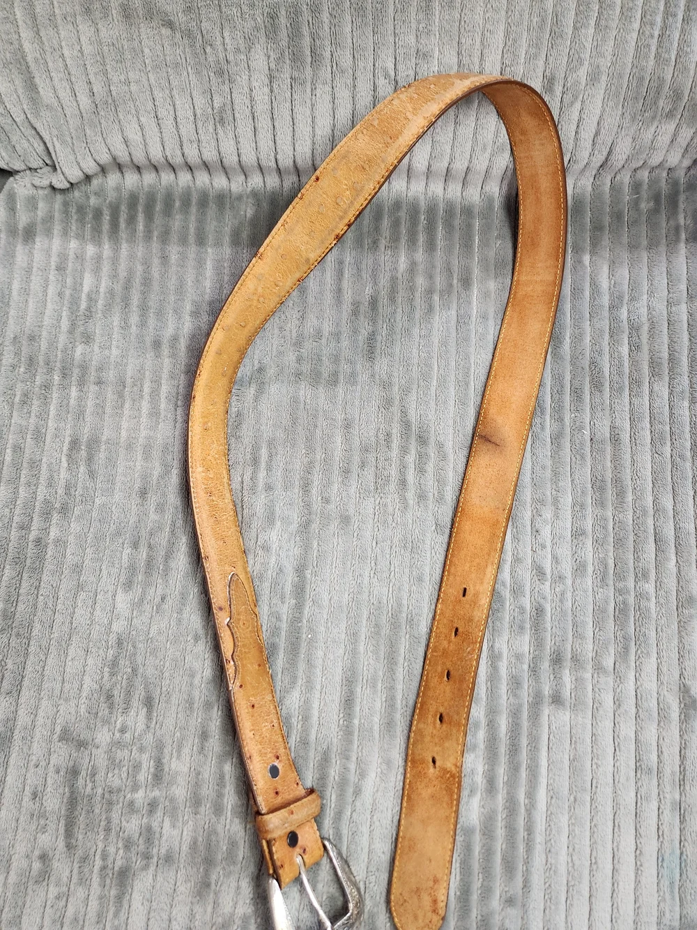 Tony Lama Men's Brown Ostrich Print Belt 1377L Western Tooled Leather Size 38